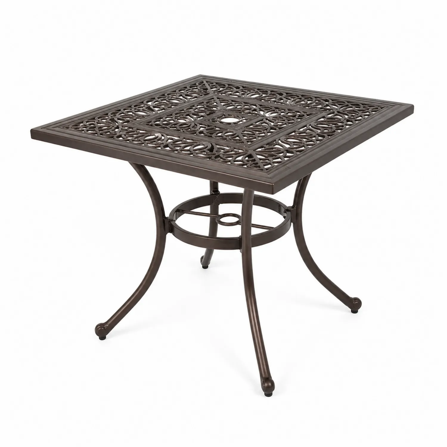 Mesa de jardín de metal marrón 90x90x75 cm