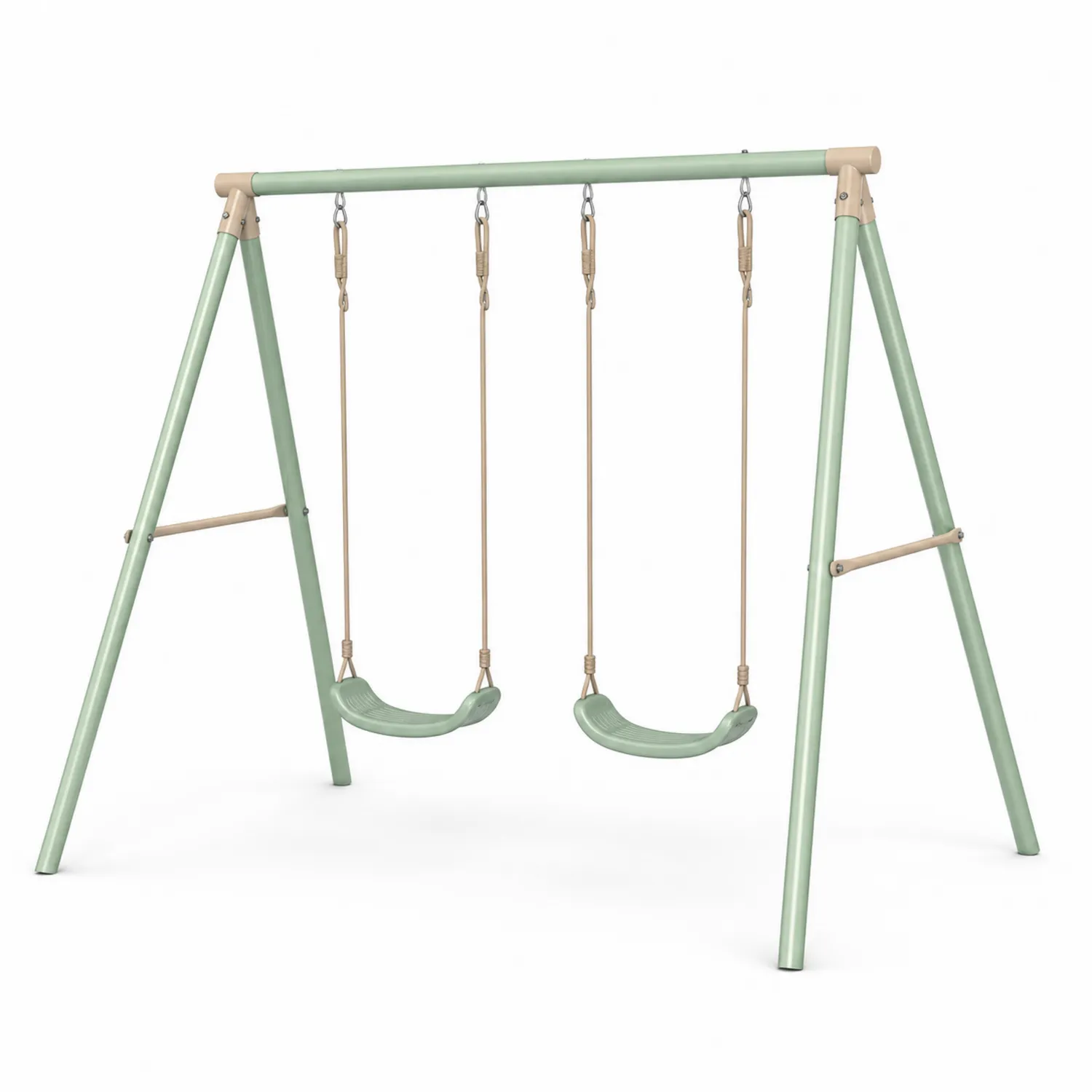 Columpio Doble para Niños de Metal con Asientos de Plástico Verde