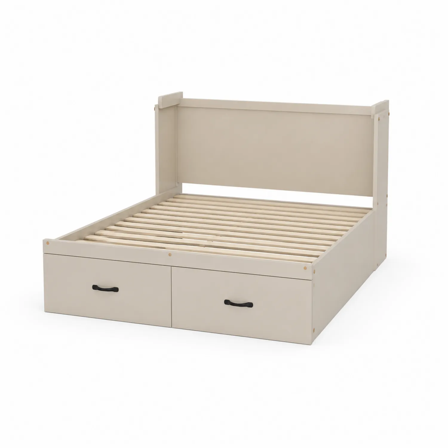 Cama de madera con cajones 140x200 cm Beige
