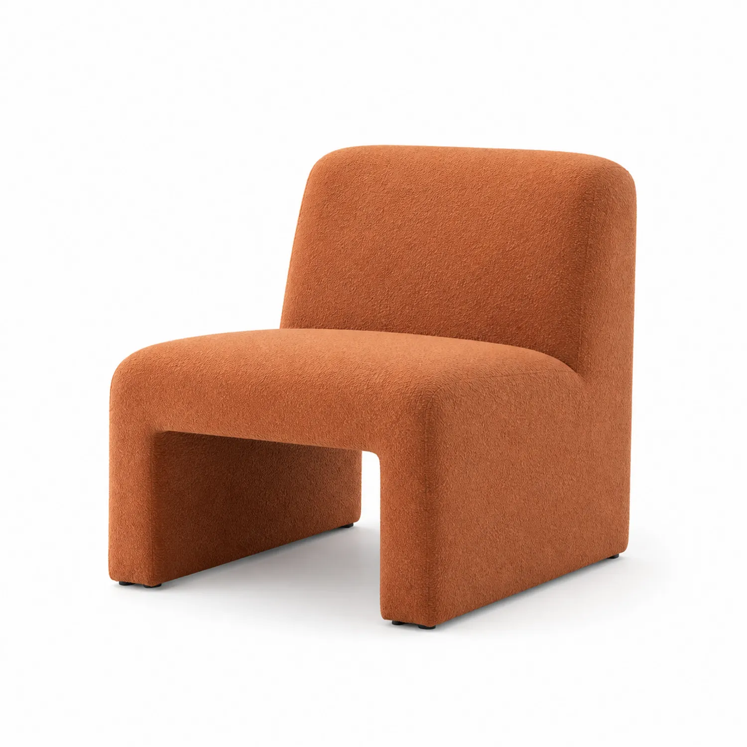 Silla tapizada en lana naranja sin brazos