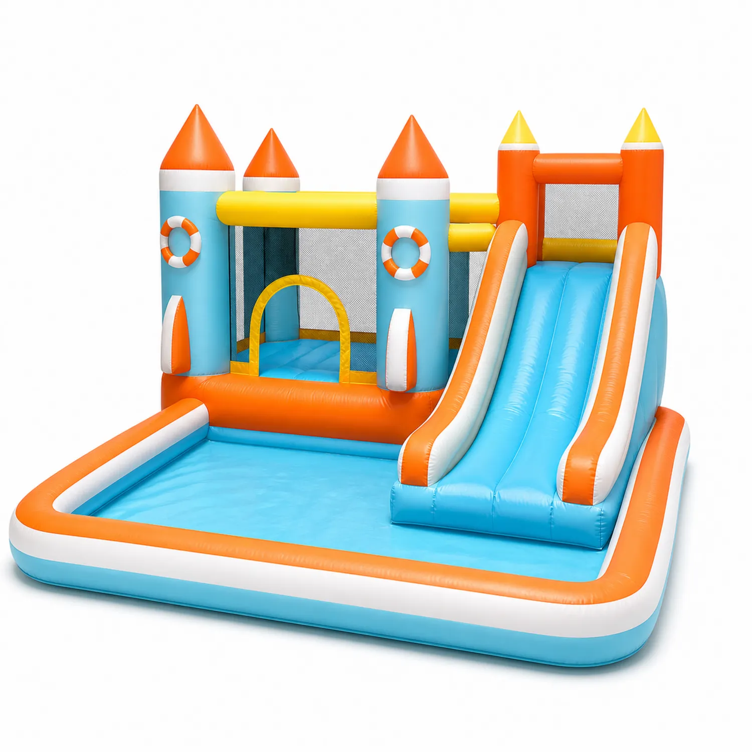 Castillo Inflable de PVC con Piscina y Tobogán para Niños