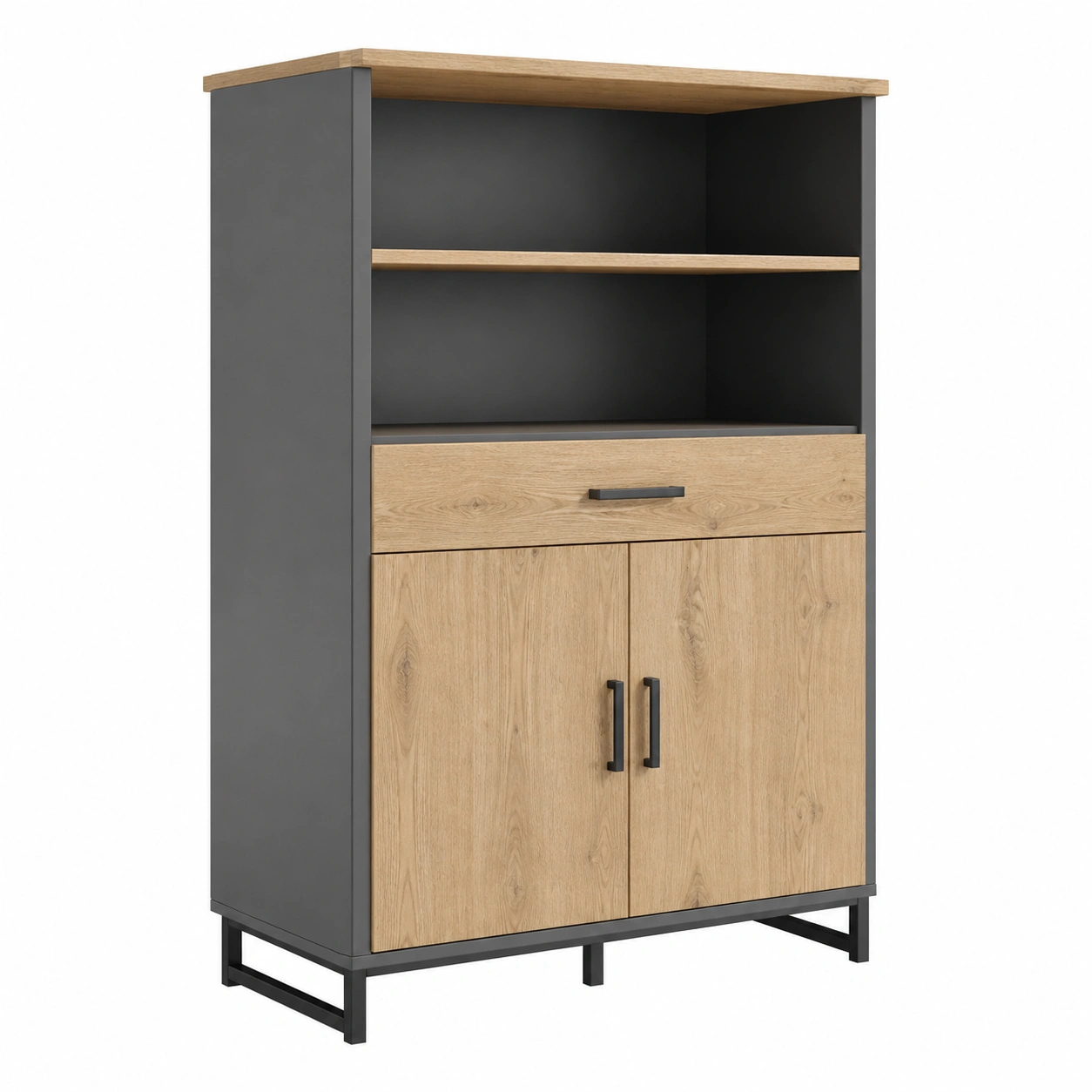 Vitrine Modern Holz Schwarz Standvitrine mit Stauraum und Schublade B/H/L ca 41x163x117 cm-nestixo
