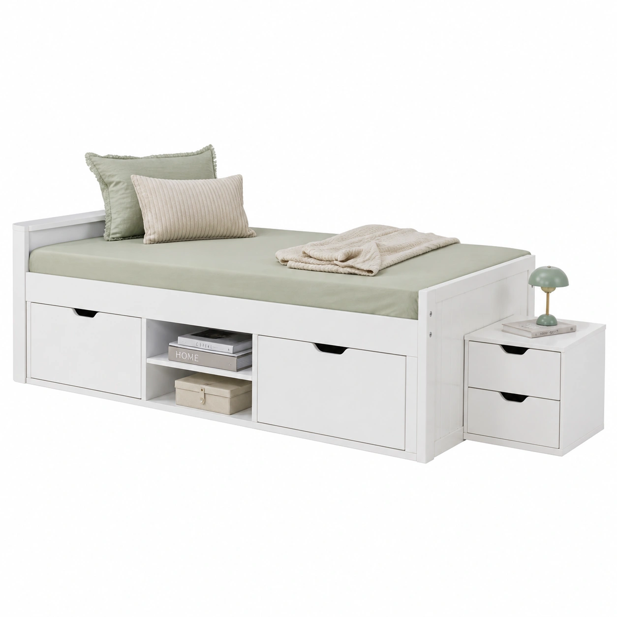 Funktionsbett mit Stauraum 160x200 cm Weiss Modern Minimalistisch-nestixo