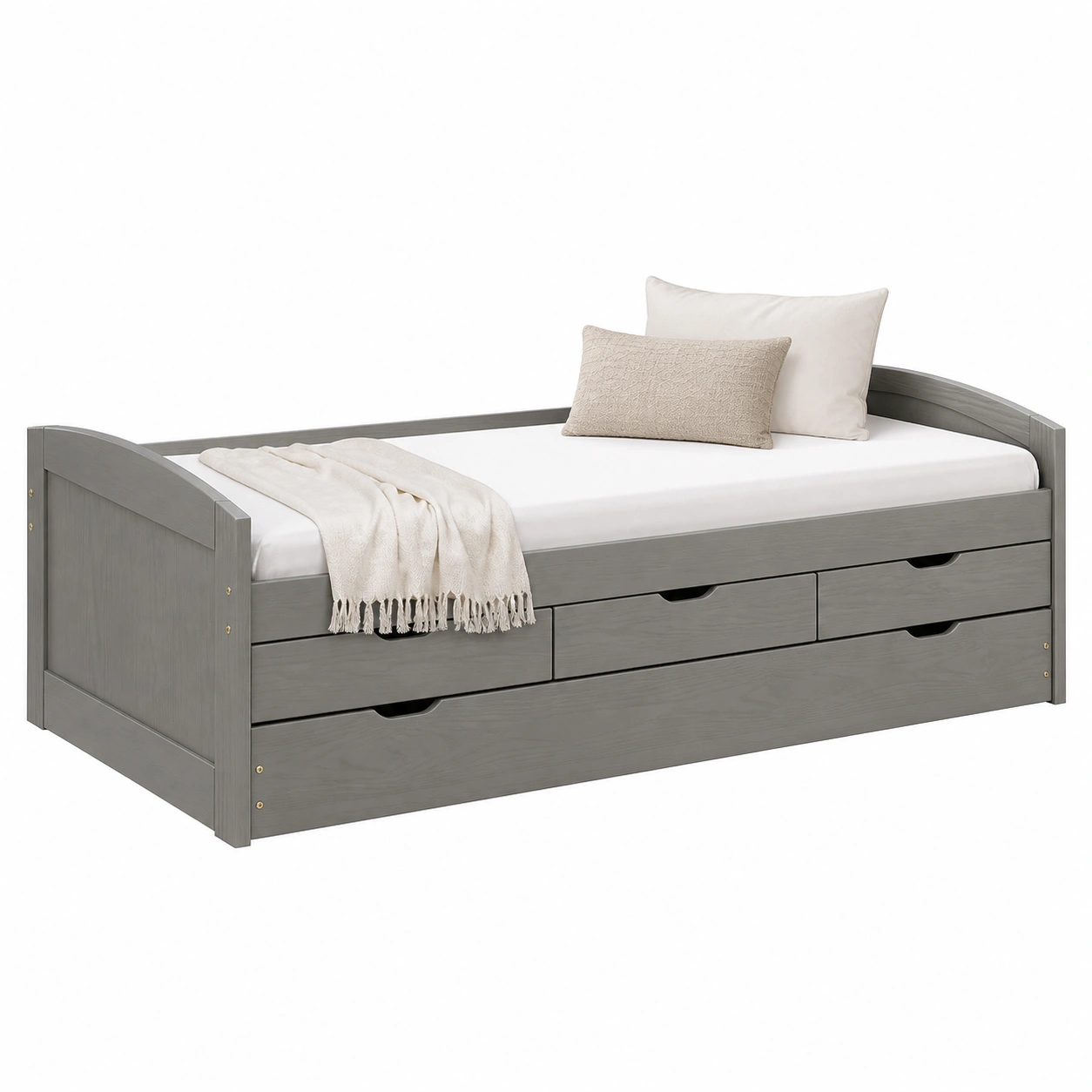 Modernes Funktionsbett mit Schubladen 90x200 cm Grau Minimalistisches Design-nestixo