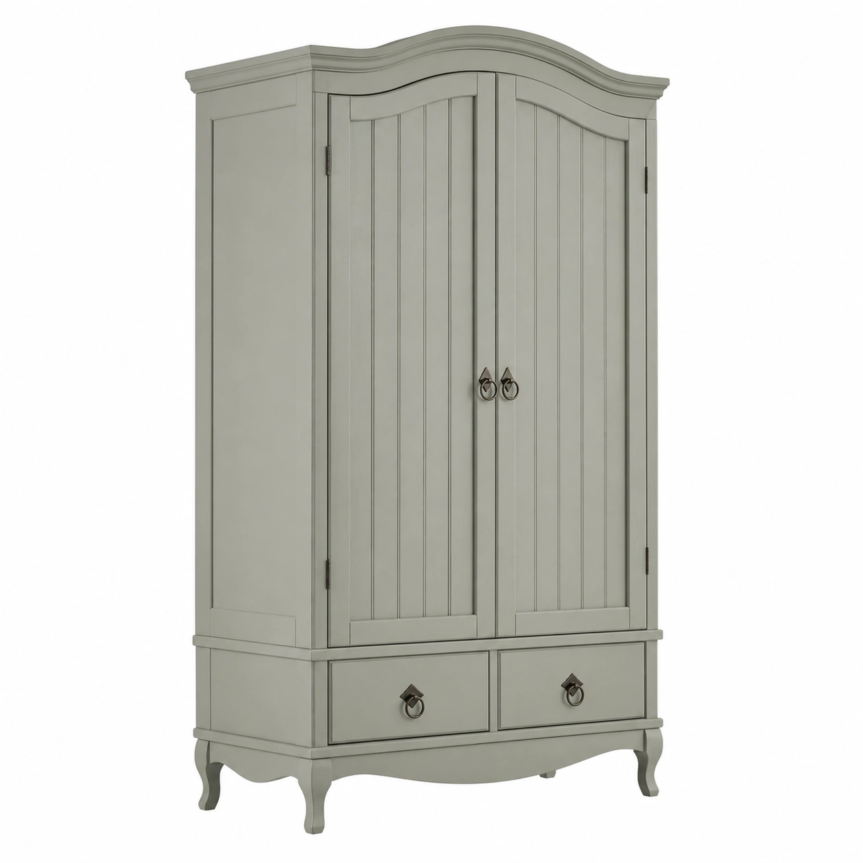 Kleiderschrank Danz Landhaus Stil Grau Gruen 2 Tueren mit Schubladen 116x199x57 cm-nestixo
