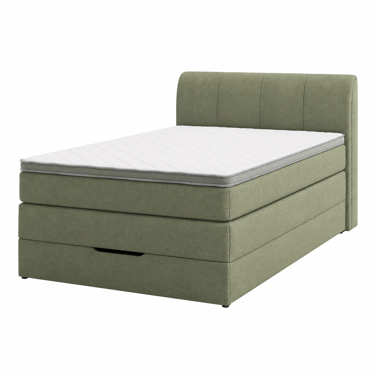 Boxspringbett 140x200 cm Stoffbett mit Gepolstertem Kopfteil und Bettkasten Modernes Design Grau-nestixo