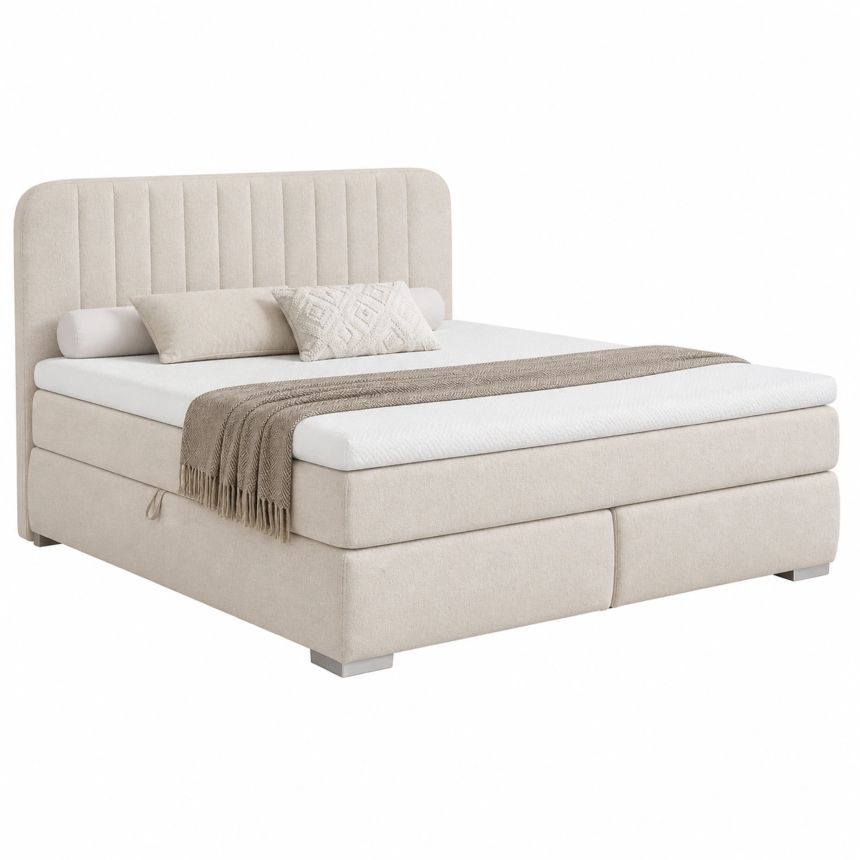 Boxspringbett 180x200 cm Doppelbett mit gepolstertem Kopfteil modernes Schlafzimmerbett-nestixo