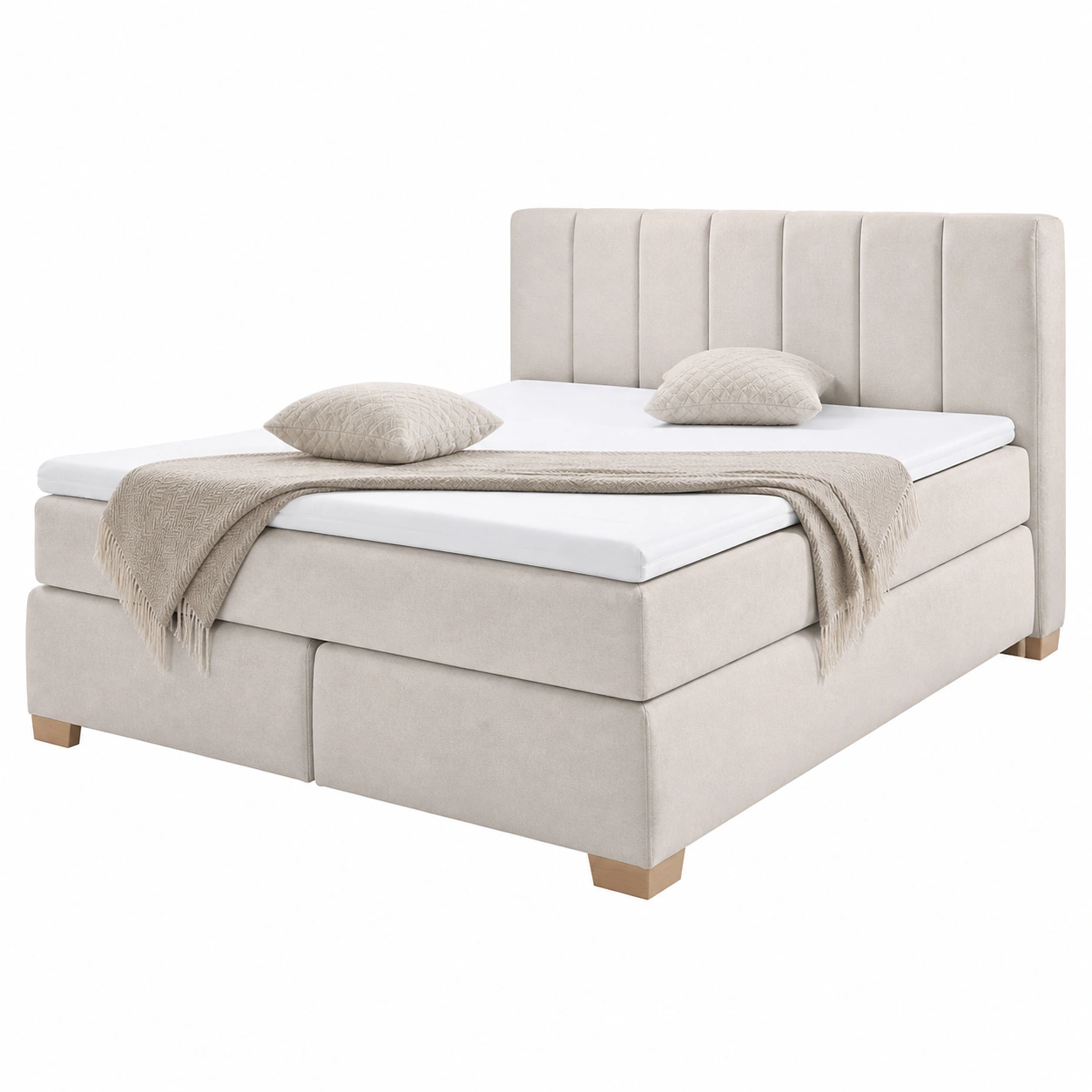 Boxspringbett 180x200 cm Polsterbett mit Gepolstertem Kopfteil Modernes Bettgestell Stoff-nestixo