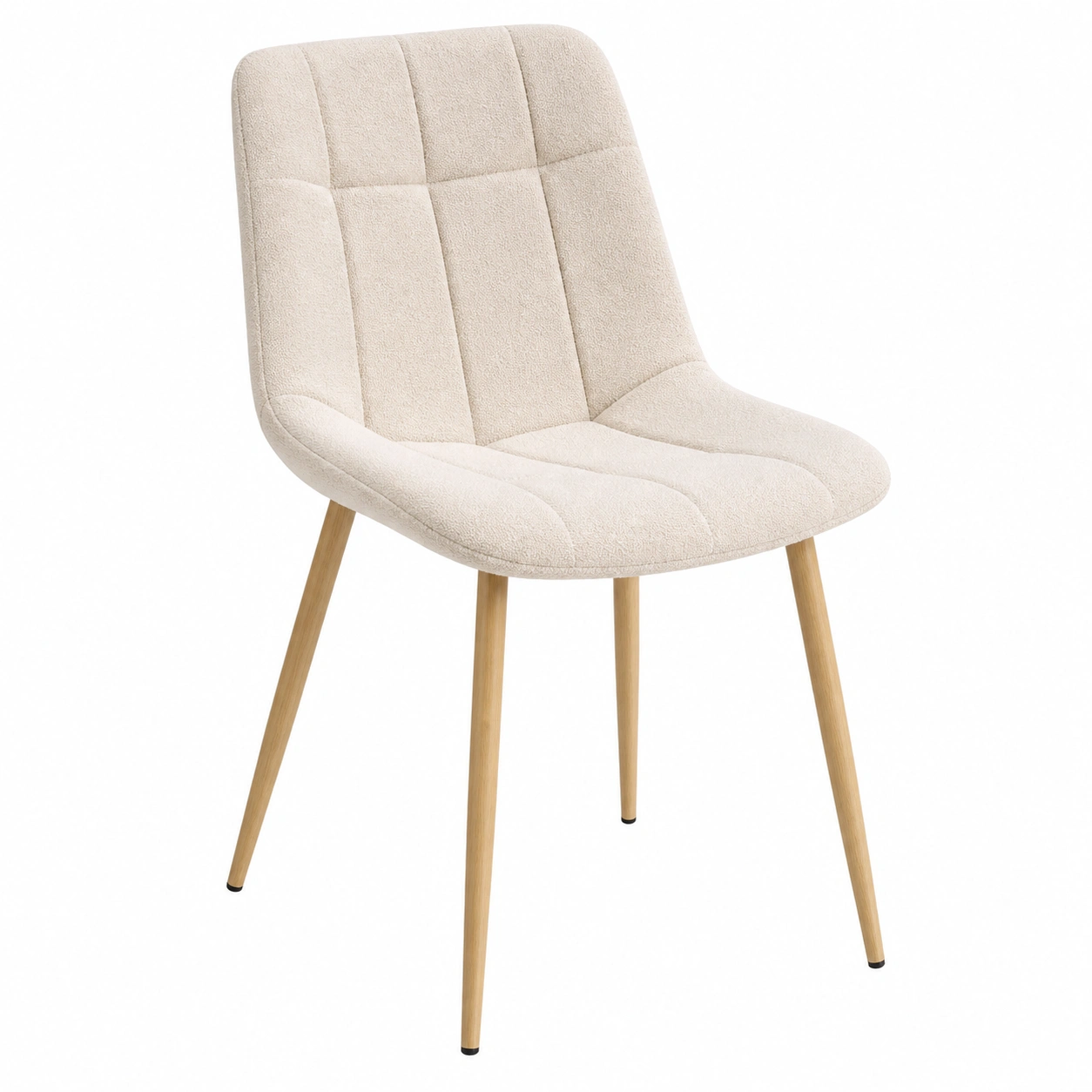 Moderner Polsterstuhl mit weichem Sitz und Holzbeinen Creme-casaelego