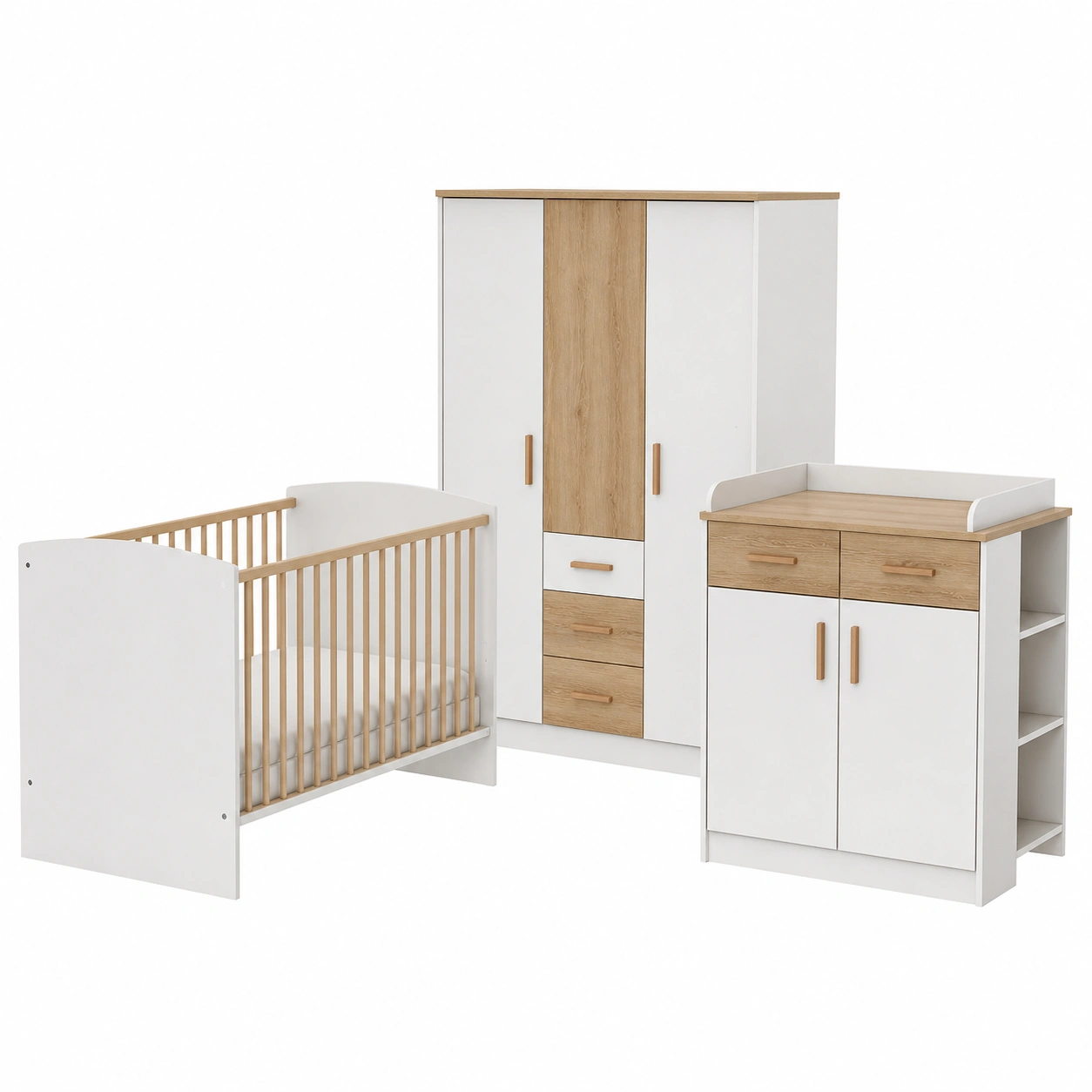 Babybett 70x140 cm Holz weiss natur schlicht stabil-casaelego