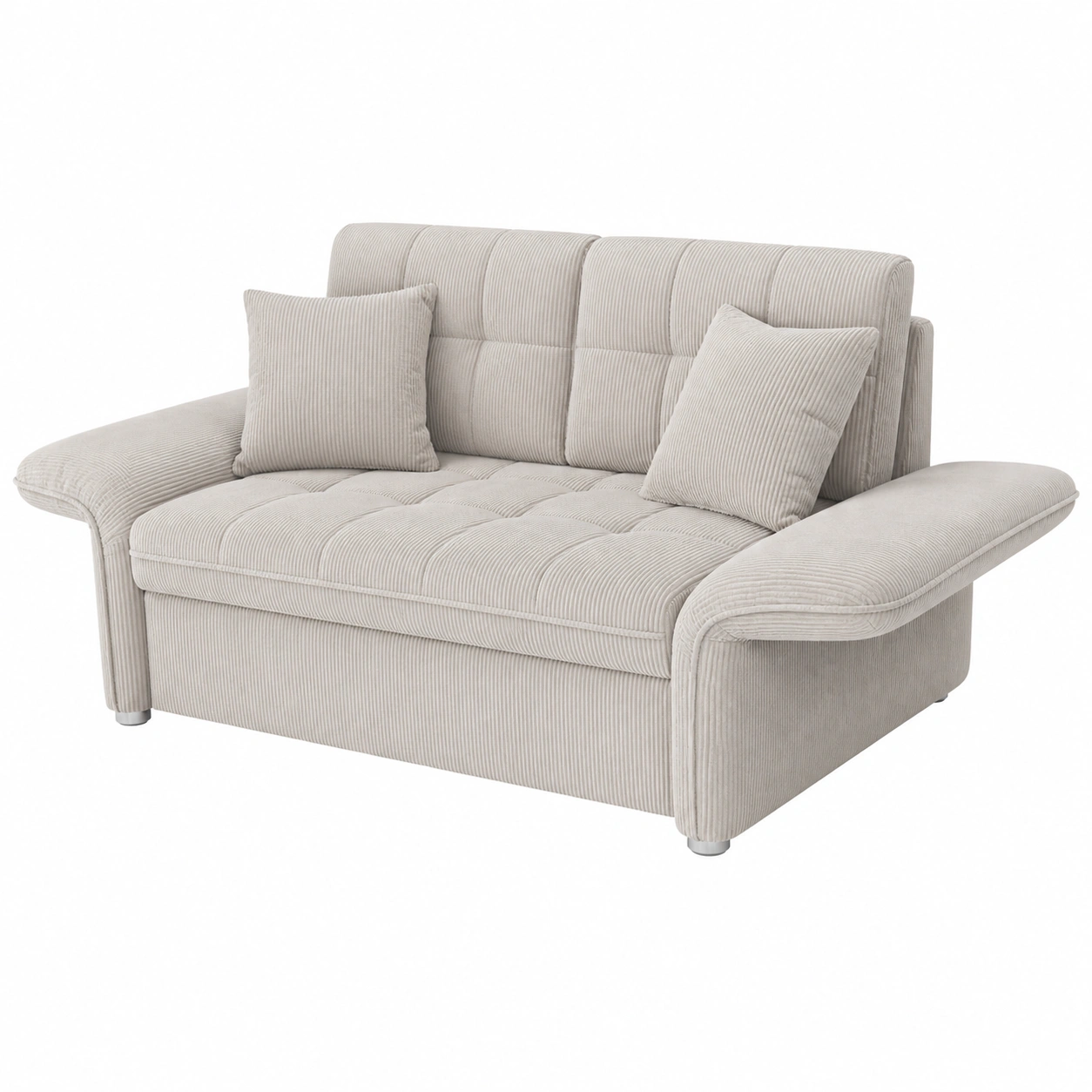 Schlafsofa 2 Sitzer Cordoptik modern mit Kissen ausziehbar 190x105 cm beige-casaelego