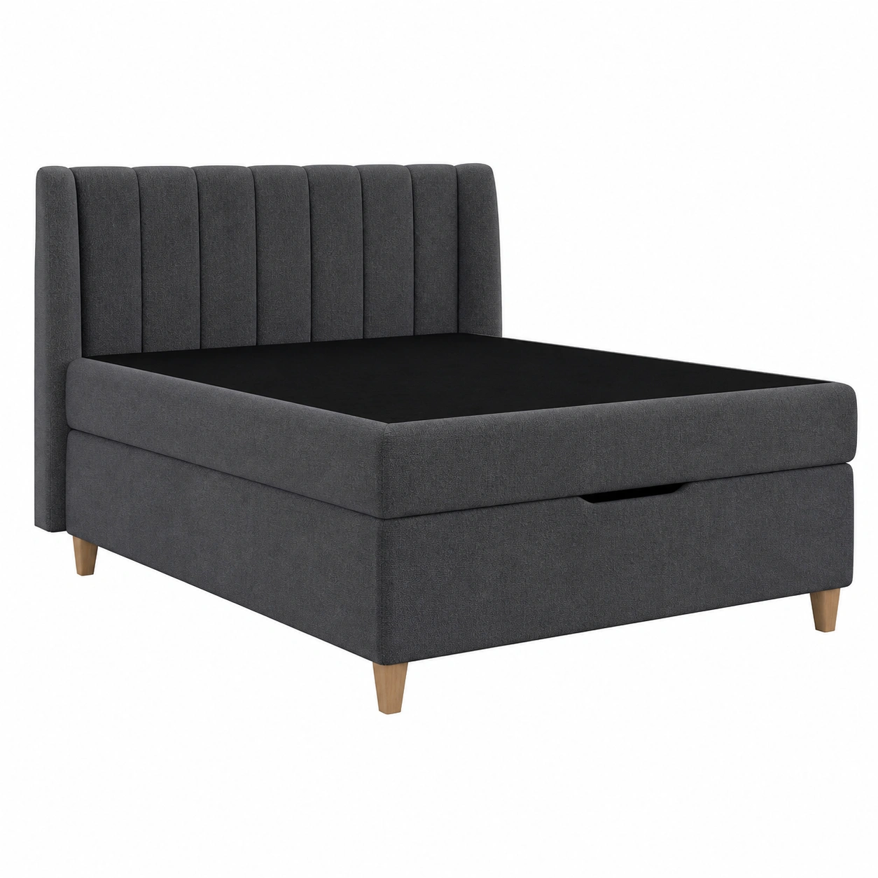 Modernes Polsterbett mit Stauraum 120x200 cm Stoff Dunkelgrau Minimalistisches Design-casaelego