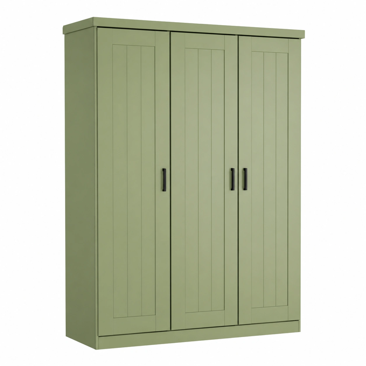 Kleiderschrank 3 Tueren Modern Matt Gruen Holzoptik B/H/T ca 140x190x55 cm-casaelego