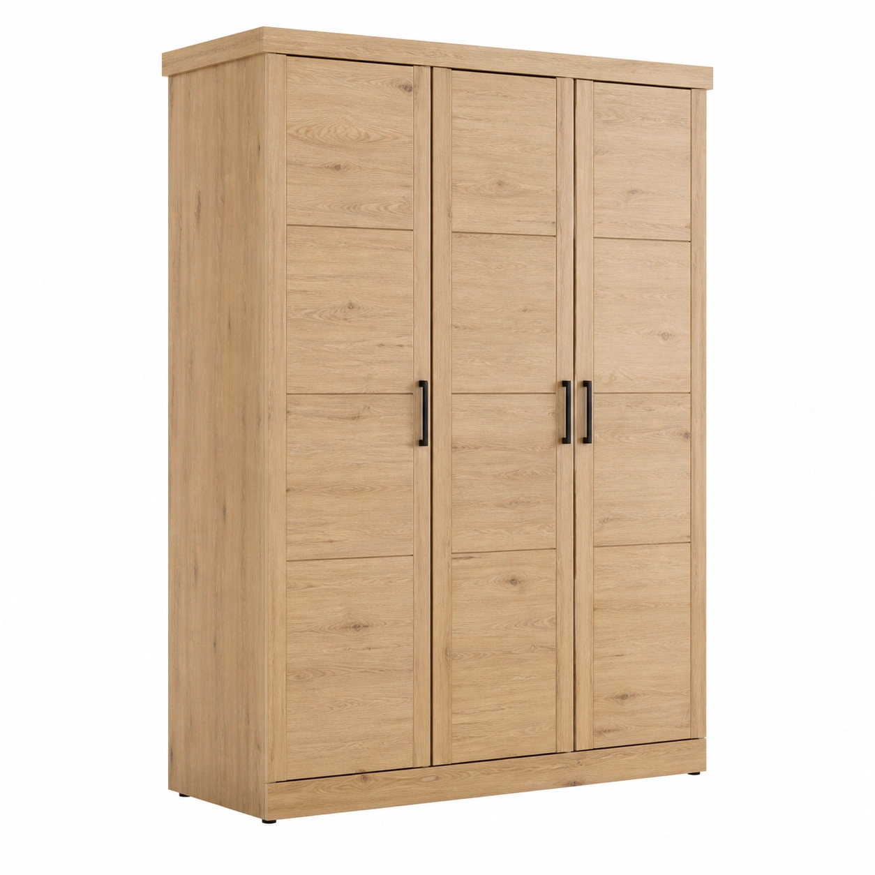 Kleiderschrank 3 Tueren Holzoptik Eiche Modern Stauraum Schrank Schlafzimmer B/H/T ca 140x190x55 cm-casaelego