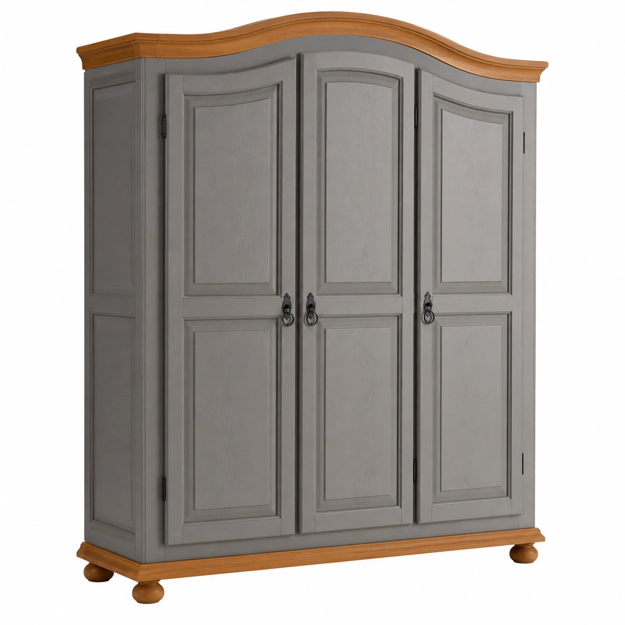 Kleiderschrank Landhaus Stil Grau Holzoptik 3 Tueren Stauraum Schrank 150x180x56 cm-casaelego