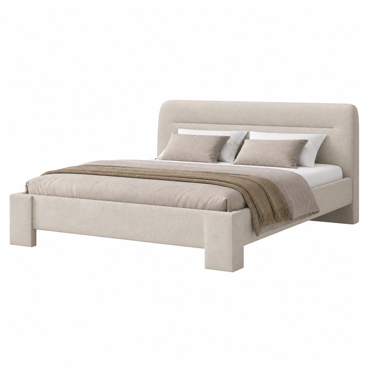 Polsterbett Cannes Minimal Design 180x200 cm Beige Stoffbett Modern-casaelego