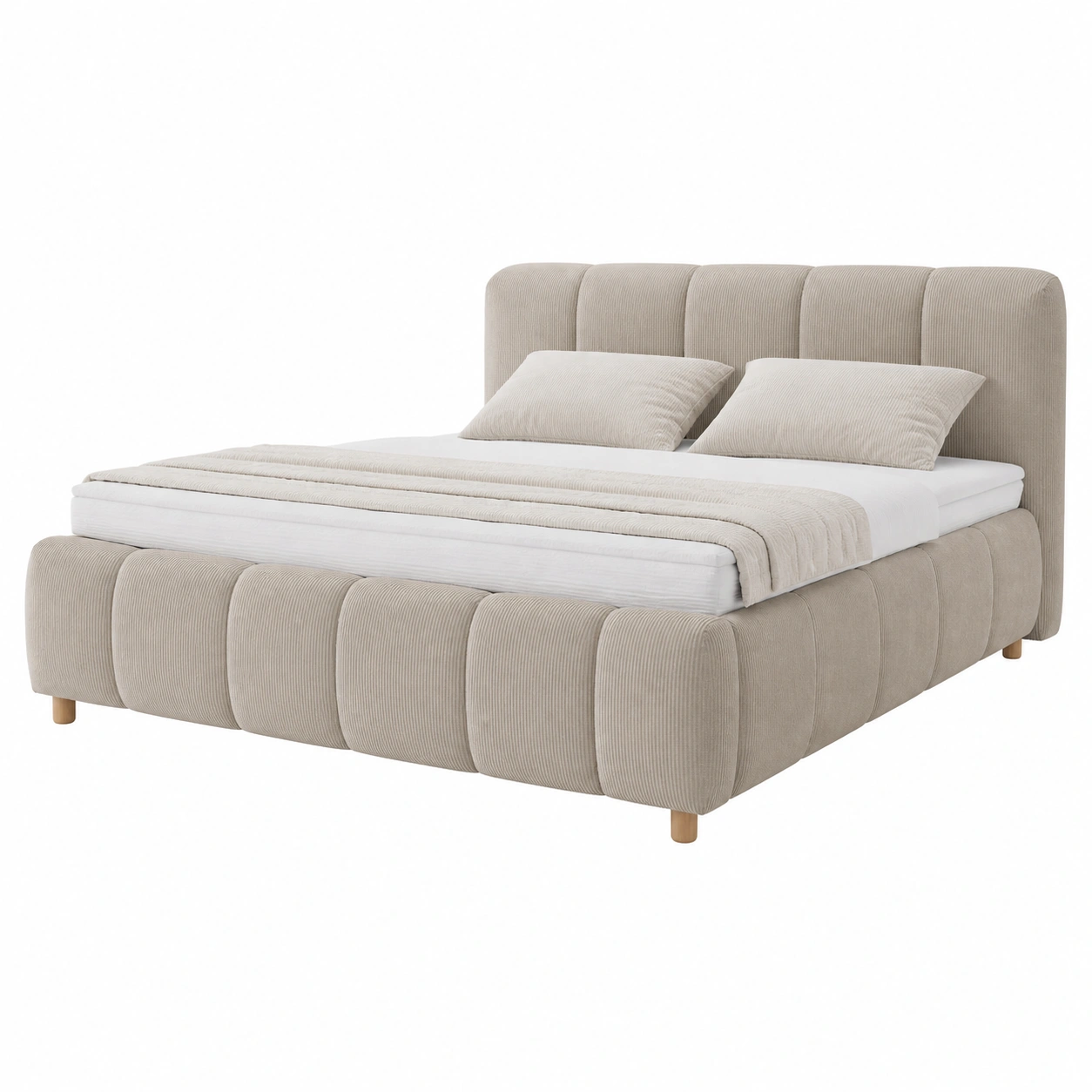 Polsterbett Hellgrau 140x200 cm Gepolstert Modernes Design Komfortbett Mit Kopfteil-casaelego