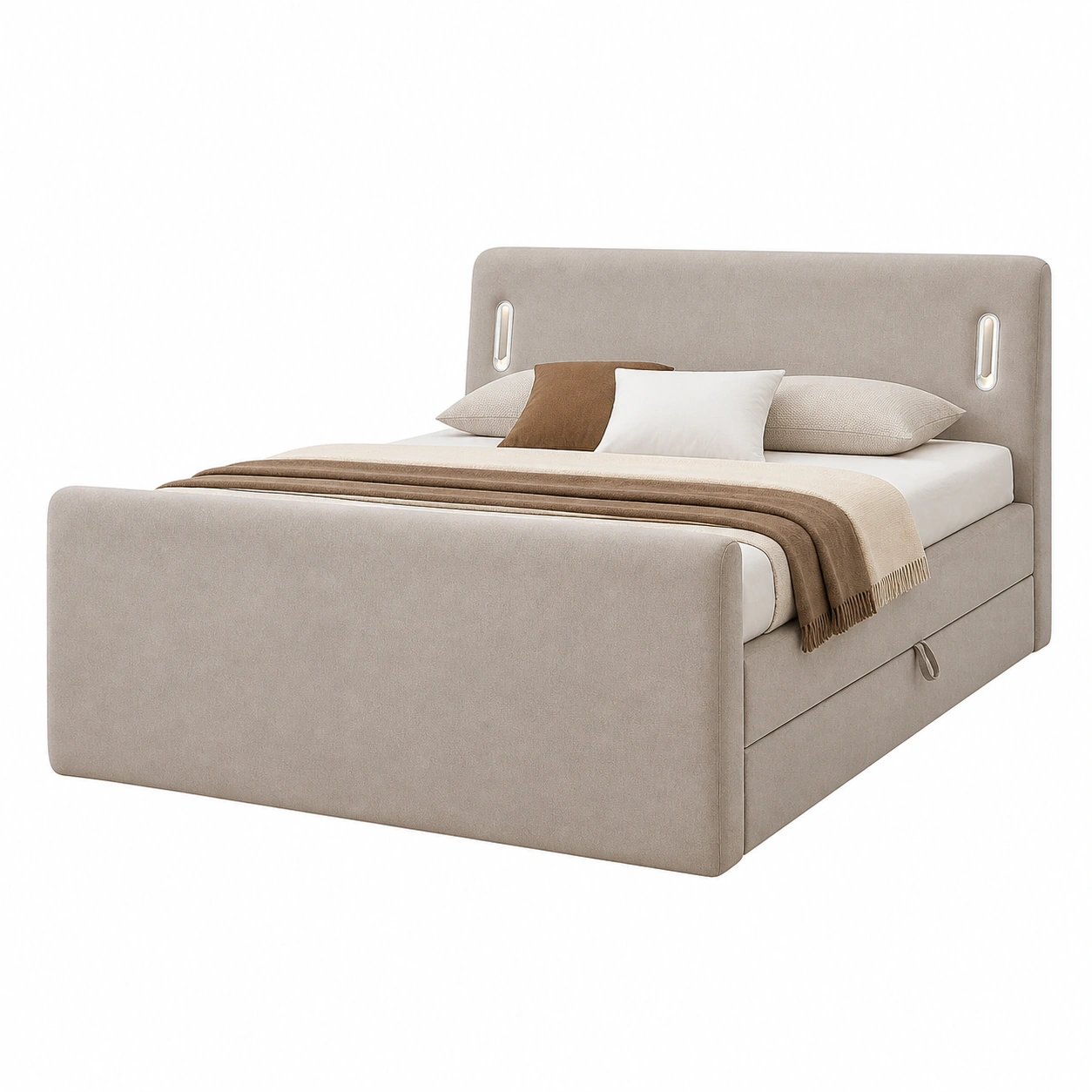 Boxspringbett mit LED Kopfteil 180x200 cm Modernes Polsterbett Komfortbett-casaelego