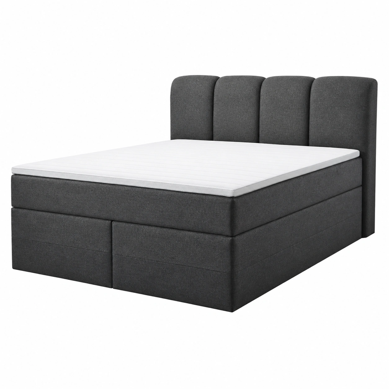 Modernes Boxspringbett 180x200 cm Doppelbett Stoffbezug Dunkelgrau Gepolstertes Kopfteil-casaelego