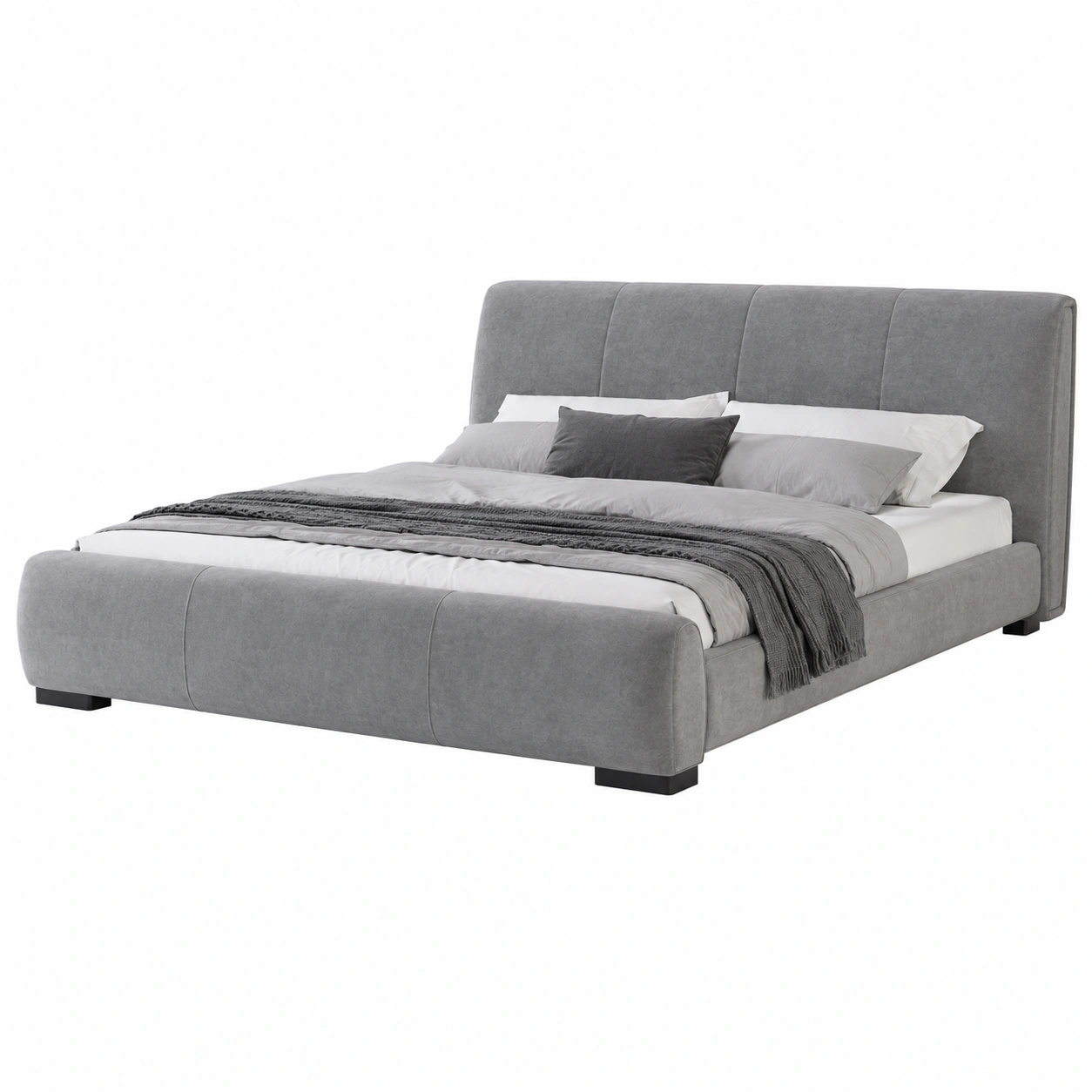 Lozko tapicerowane szare King Size