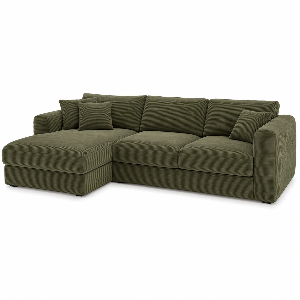 Naroznik sofa sztruksowa zielona