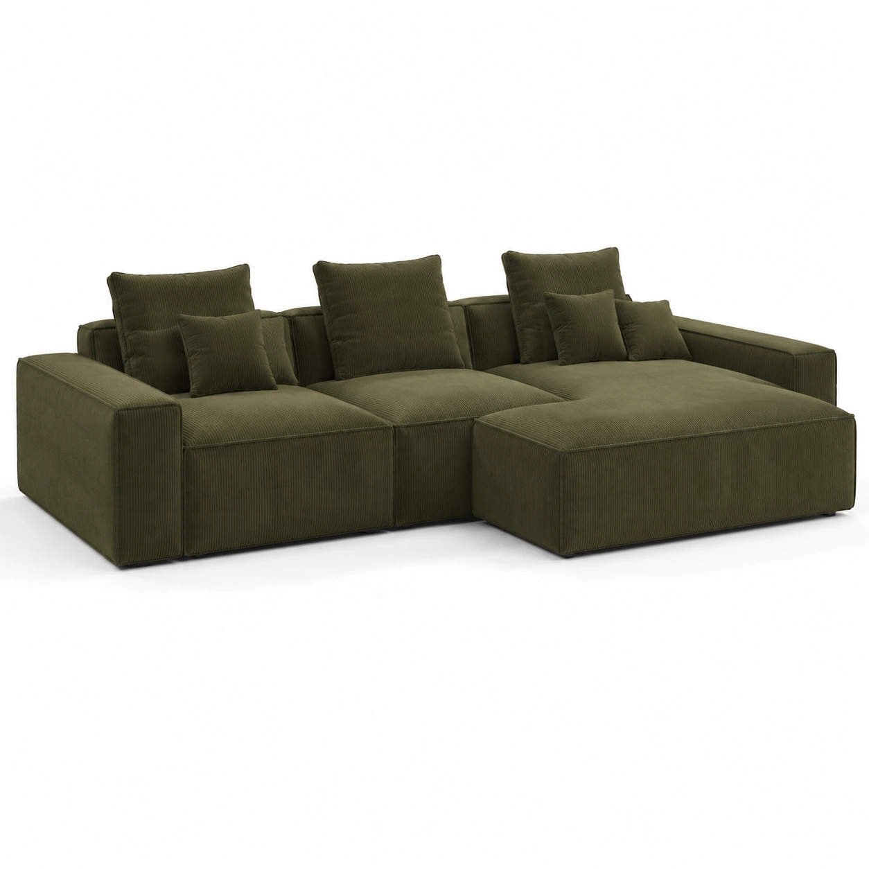 Sofa narozna zielona sztruksowa