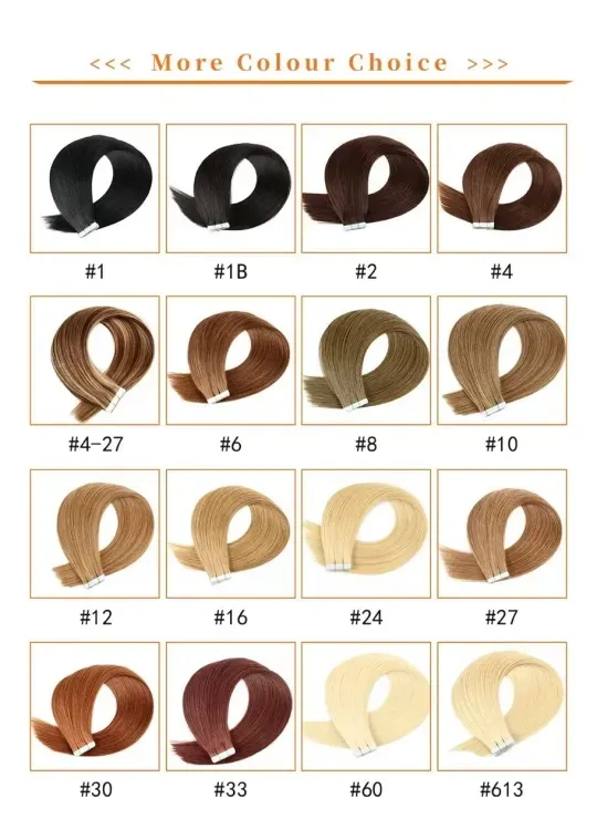 Virgin Human Hair Seamless Tape-In Extensions-10pieces