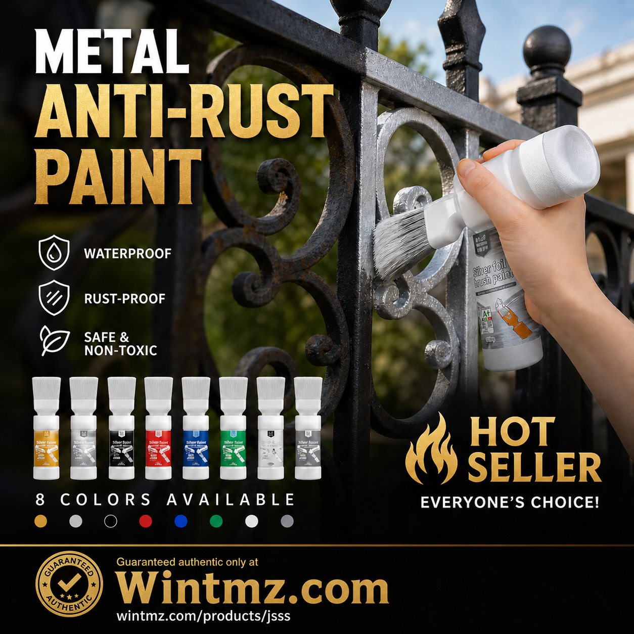 ✨New Arrival-🔥 BUY 2 GET 1 FREE (3 PCS)   🖌️Refresh paint surfaces in one simple spray!✨🏠Water-Based Metallic Silver Paint with Built-in Brush💥👍