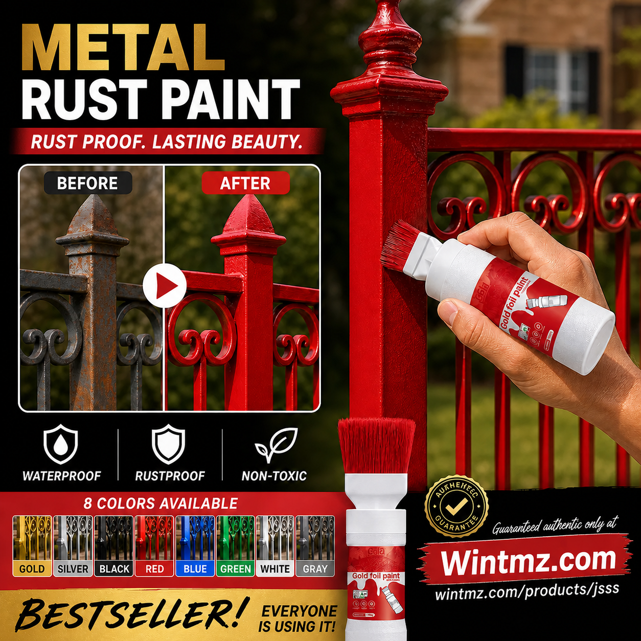 ✨New Arrival-🔥 BUY 2 GET 1 FREE (3 PCS)   🖌️Refresh paint surfaces in one simple spray!✨🏠Water-Based Metallic Silver Paint with Built-in Brush💥👍