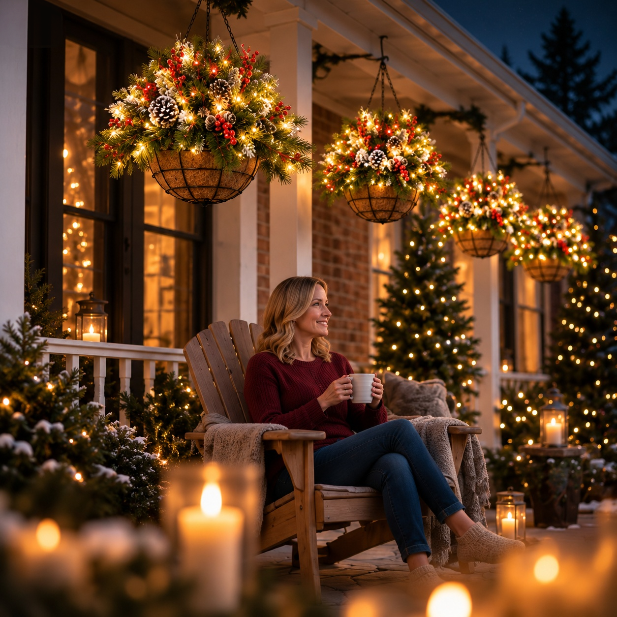 🎄Christmas Hot Sale🏆Pre-Lit Artificial Christmas Hanging Basket