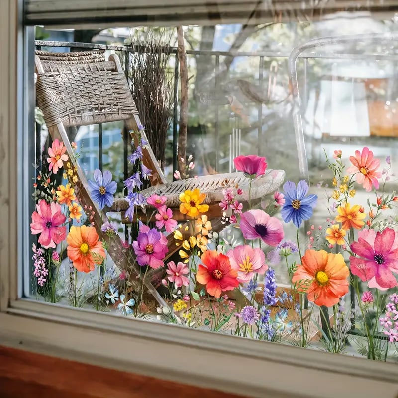 ✨LAST DAY: 49% OFF! - 💐Colorful Floral Bouquet Window Sticker🖼️(Cut to size freely)
