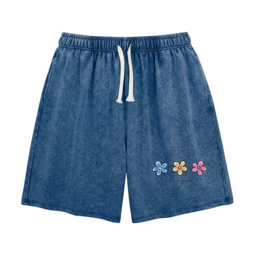 Damen gewaschene Blumen-Shorts, Sommer Reise Street Casual Unterteil