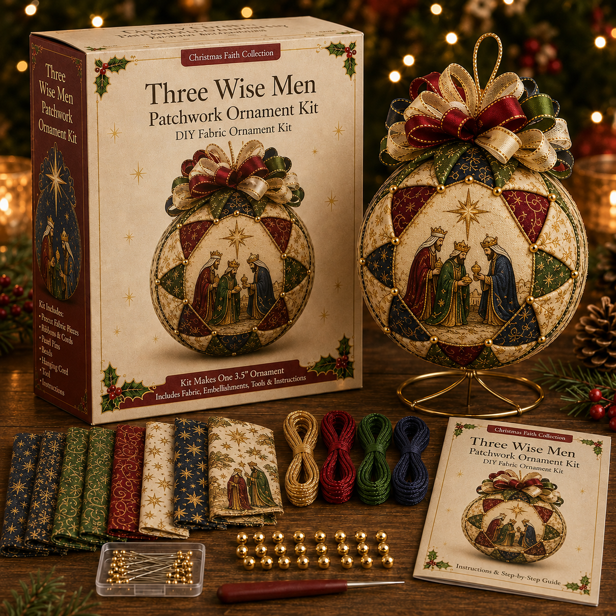 🎄✨ CHRISTMAS SALE! DIY Christmas Nativity Patchwork Ornament Kit – Create a Beautiful Handmade Keepsake! 🎁🙏