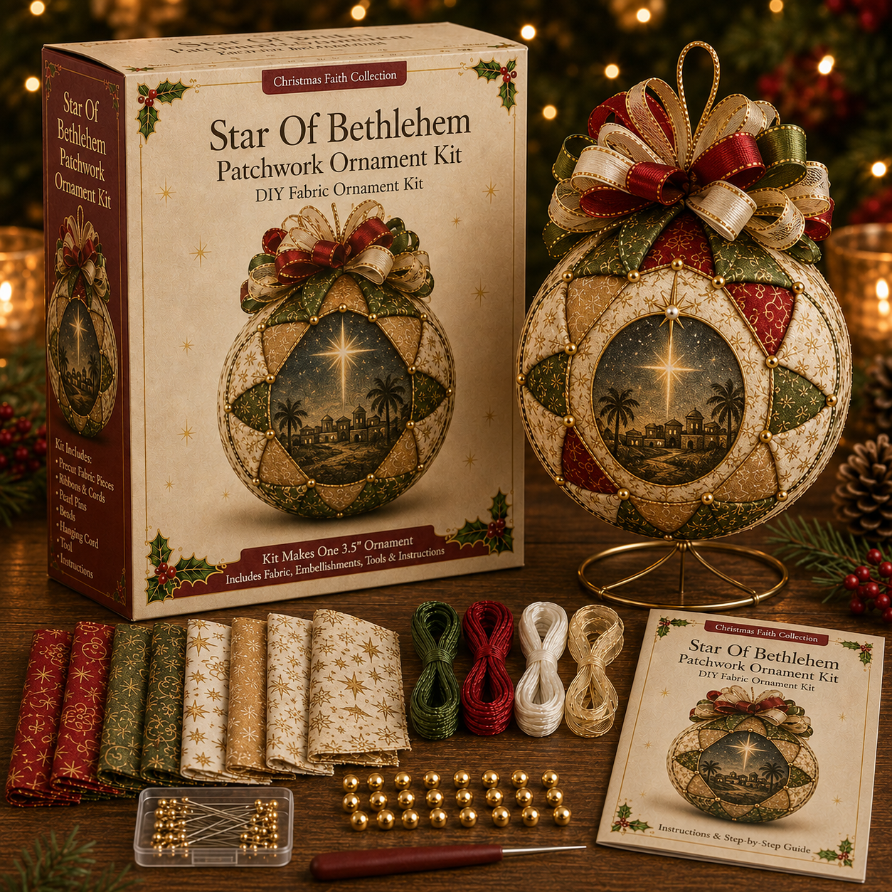 🎄✨ CHRISTMAS SALE! DIY Christmas Nativity Patchwork Ornament Kit – Create a Beautiful Handmade Keepsake! 🎁🙏