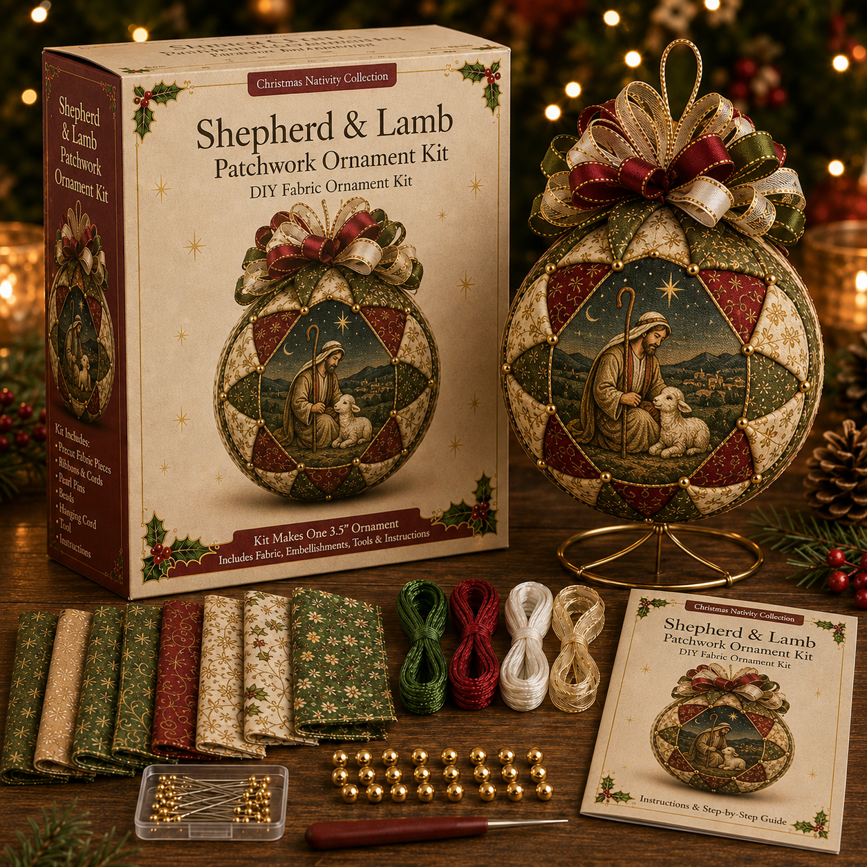 🎄✨ CHRISTMAS SALE! DIY Christmas Nativity Patchwork Ornament Kit – Create a Beautiful Handmade Keepsake! 🎁🙏