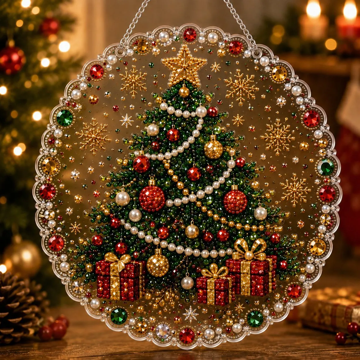 🎨 Make Your Own Christmas Magic! 🎄💎 DIY Pearl Diamond Art Hanging Ornament Kit – Create a Beautiful Handmade Holiday Decoration ✨