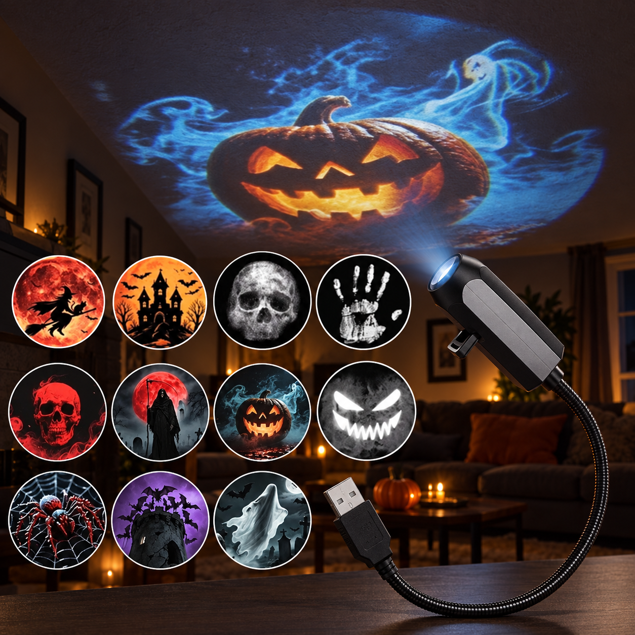 🔥Last Day 50% OFF-Plug-&-Play HD Christmas Projector – 6 or 10 Festive Scenes