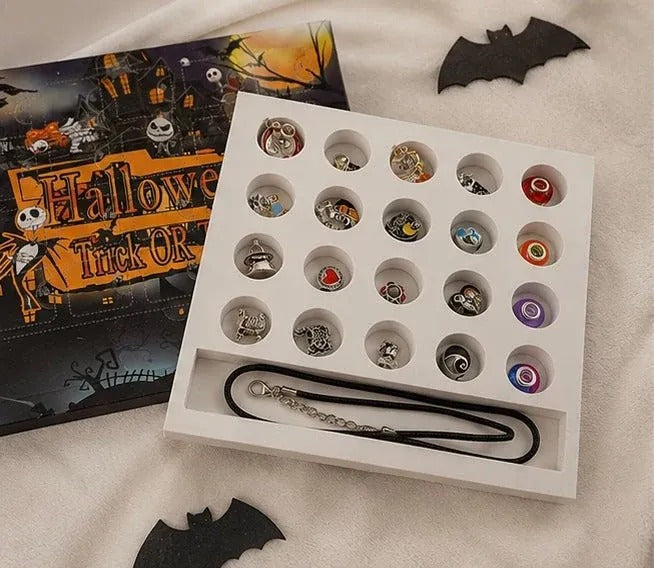 🎃✨ LAST DAY 49% OFF! — Halloween Charm Advent Calendar Bracelet Blind Box 🎁🖤 Open a Spooky Surprise Every Day! 👻💎