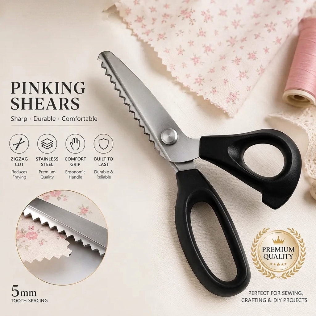 🥳2026 TOP PICK🥳 Pinking Shears Scissors – Stainless Steel, Ergonomic Cushioned Handles – Perfect for Sewing, Quilting & Scrapbooking! 🧵💨