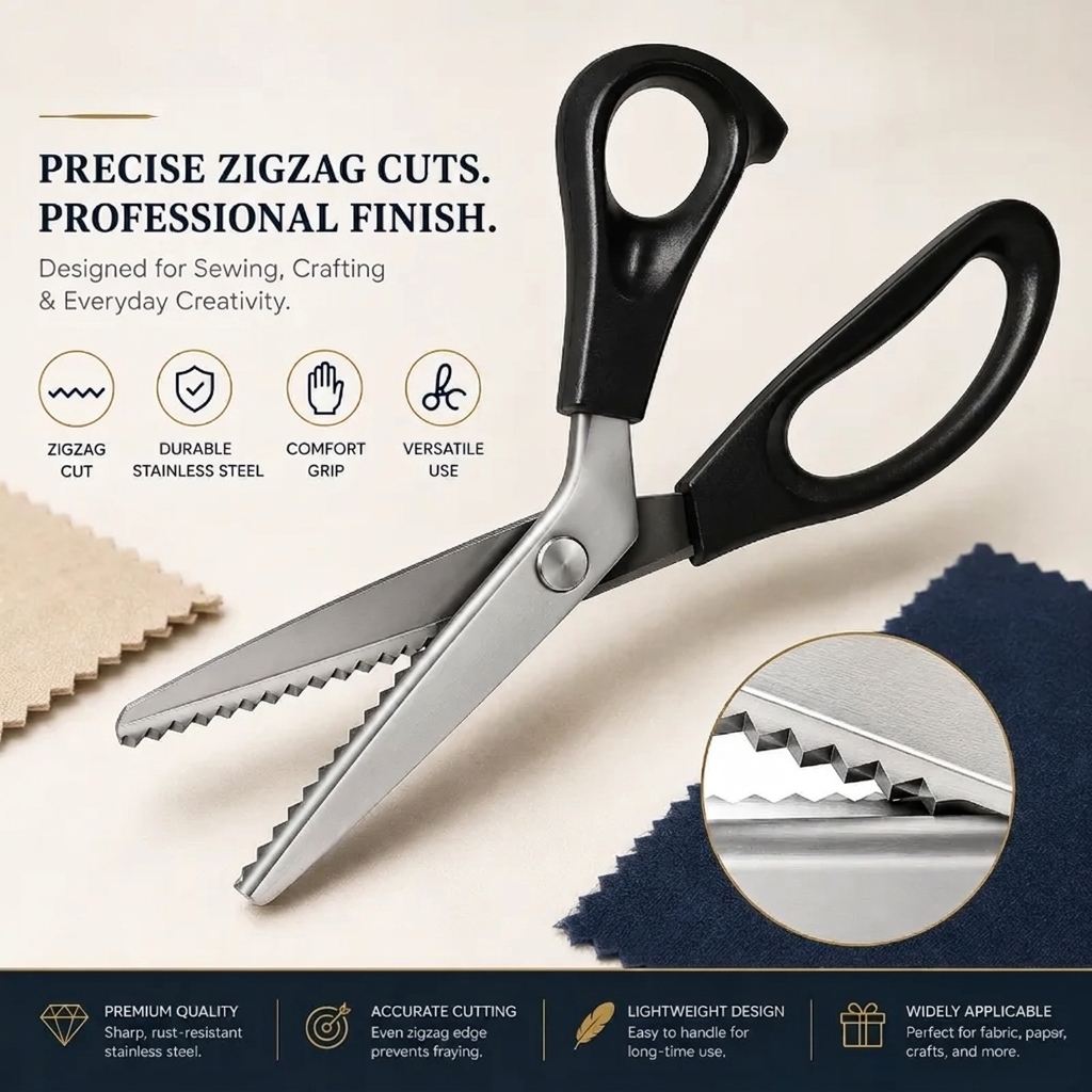 🥳2026 TOP PICK🥳 Pinking Shears Scissors – Stainless Steel, Ergonomic Cushioned Handles – Perfect for Sewing, Quilting & Scrapbooking! 🧵💨