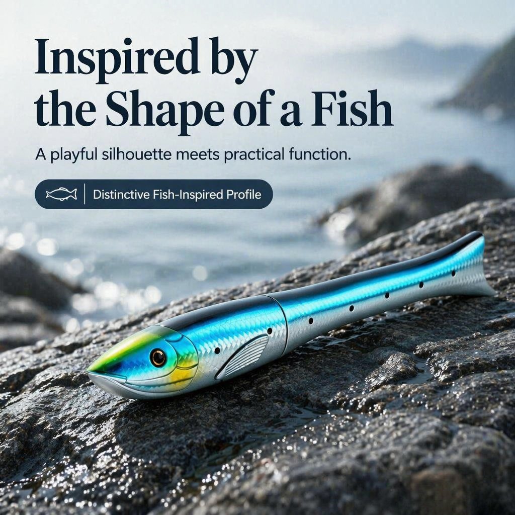 🎣 Mini Fish-Shaped Pen Fishing Rod Set