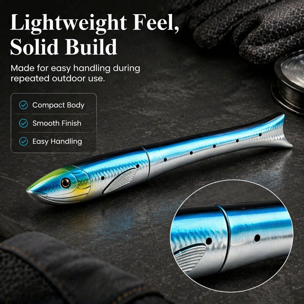 🎣 Mini Fish-Shaped Pen Fishing Rod Set