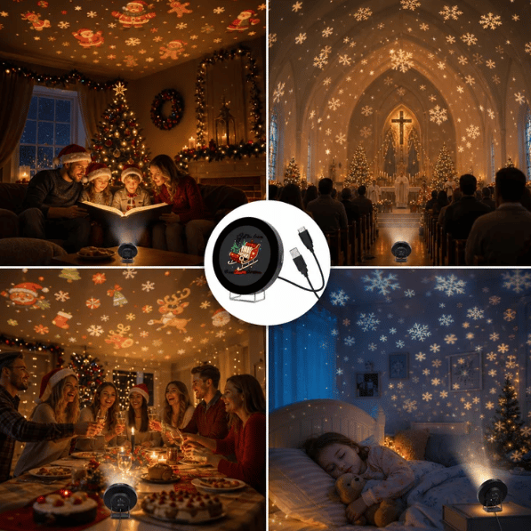 🔥Last Day 50% OFF-Plug-&-Play HD Christmas Projector – 6 or 10 Festive Scenes