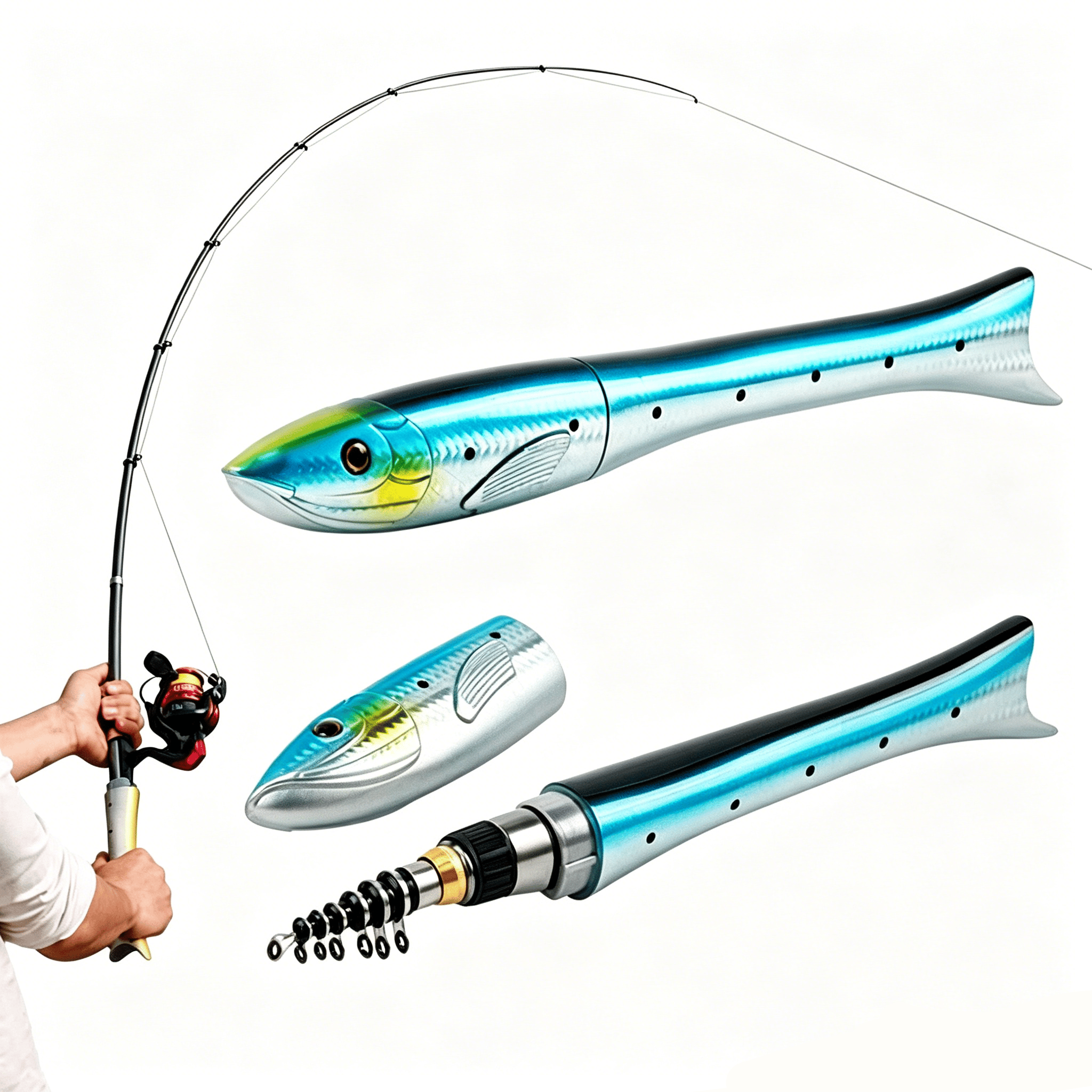 🎣 Mini Fish-Shaped Pen Fishing Rod Set