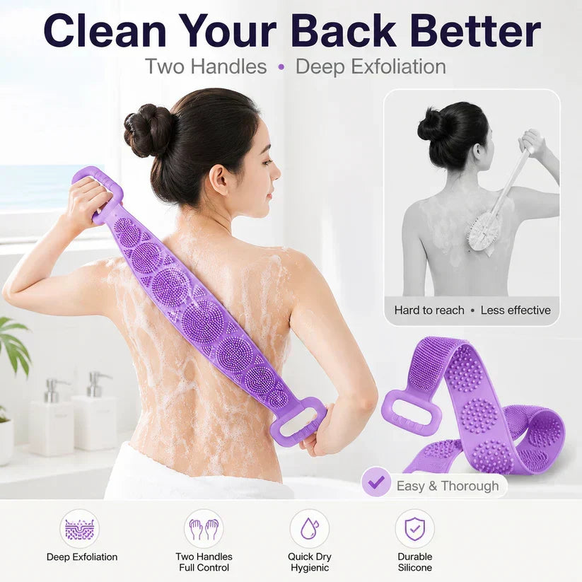 🔥 Limited Time 50% OFF 🛁✨ Double-Sided Silicone Back Scrubber – Easy Deep Clean & Spa-Like Shower Experience!