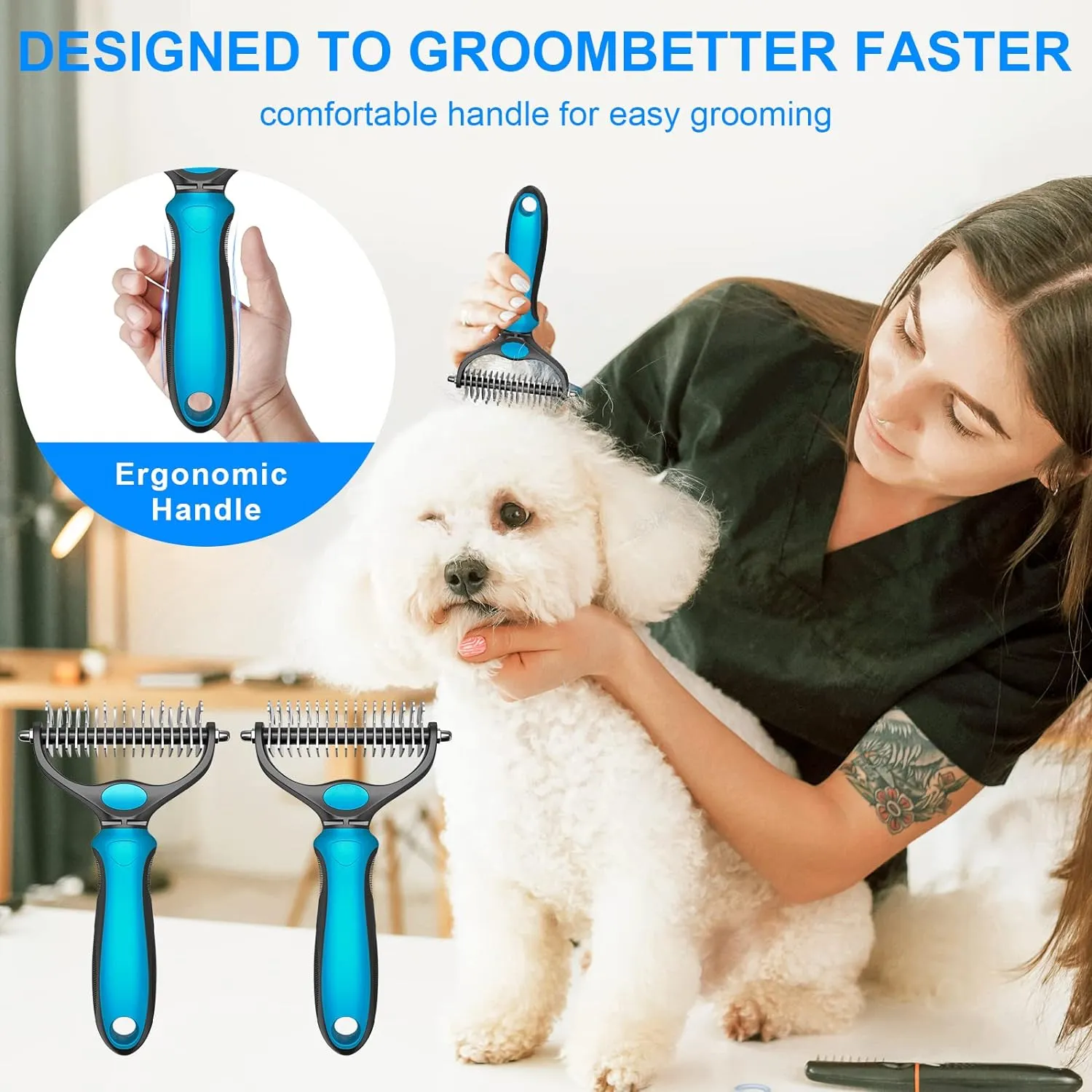 🐾 Double-Sided Pet Brush – Stop Shedding, Not the Cuddles ✨