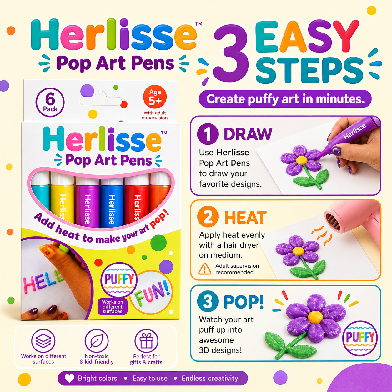 Herlisse™ 3D Relief Art Pen – Turn Flat Drawings Into Touchable 3D Art