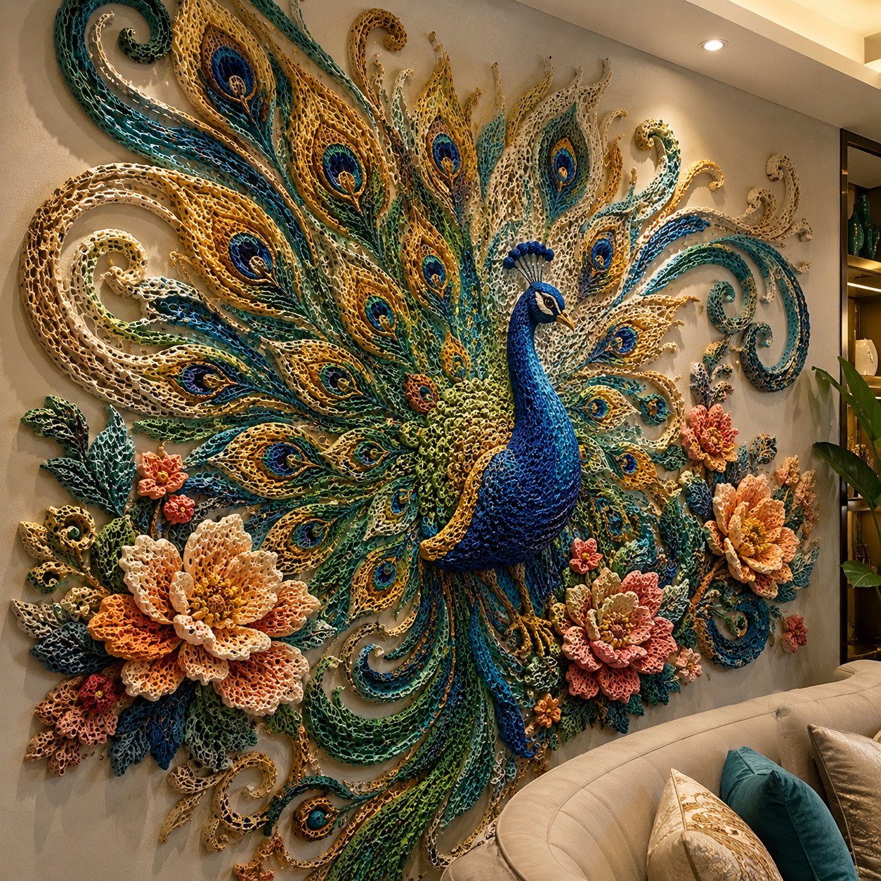 Decorative artwork with colorful raised details