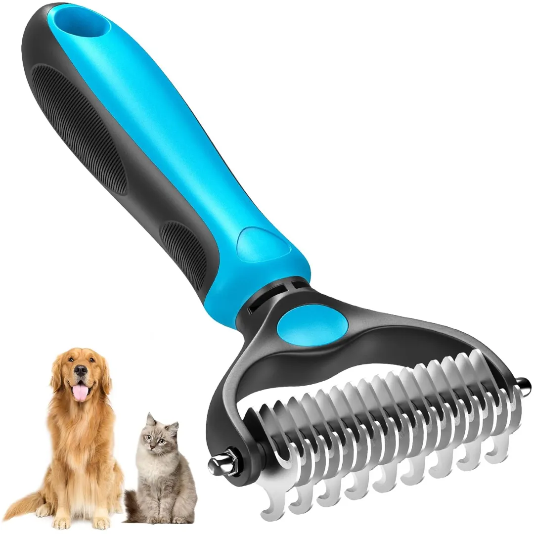 🐾 Double-Sided Pet Brush – Stop Shedding, Not the Cuddles ✨