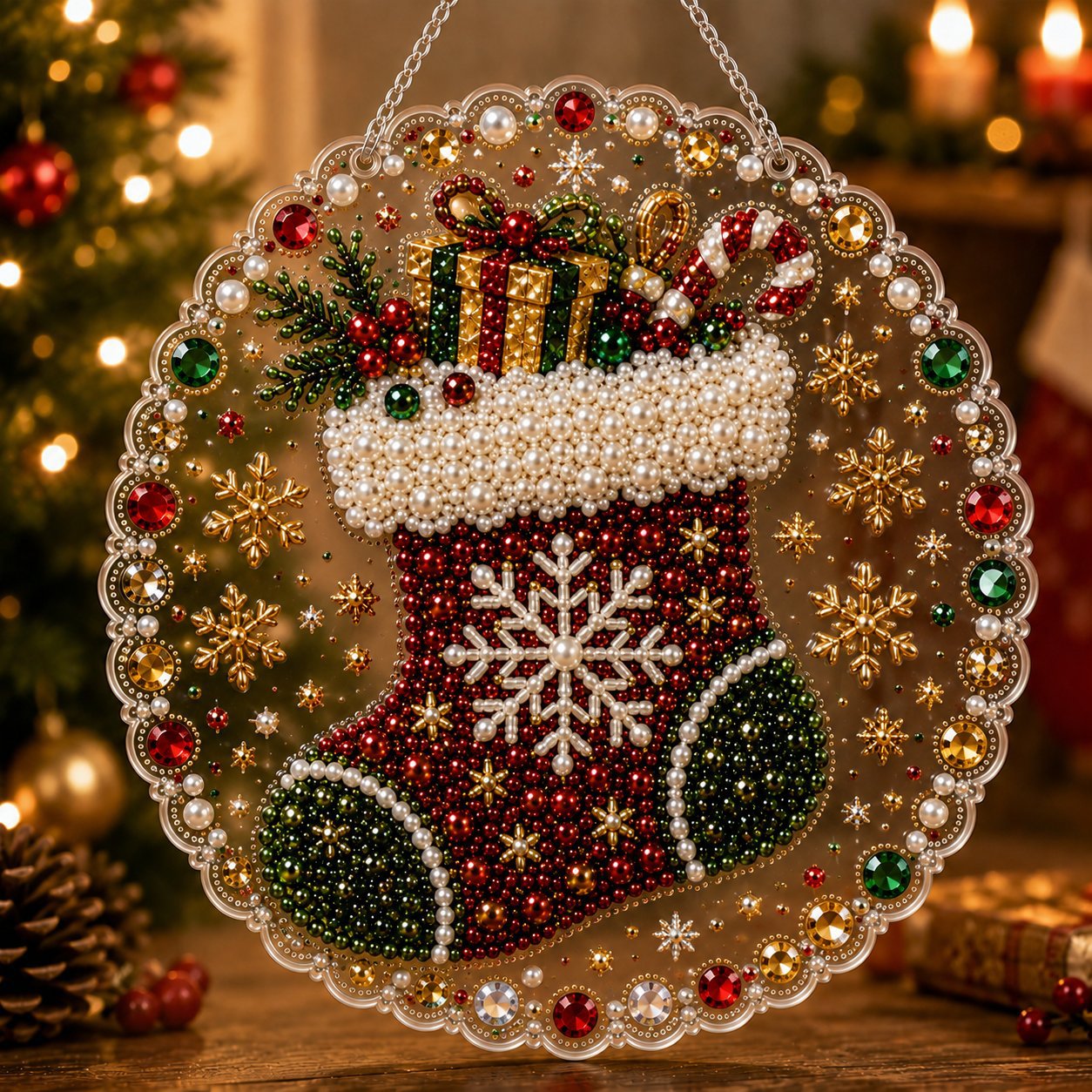 🎨 Make Your Own Christmas Magic! 🎄💎 DIY Pearl Diamond Art Hanging Ornament Kit – Create a Beautiful Handmade Holiday Decoration ✨